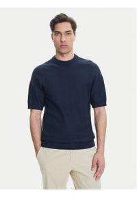 BOSS Sweter Kencel 50545678 Granatowy Regular Fit. Kolor: niebieski. Materiał: bawełna