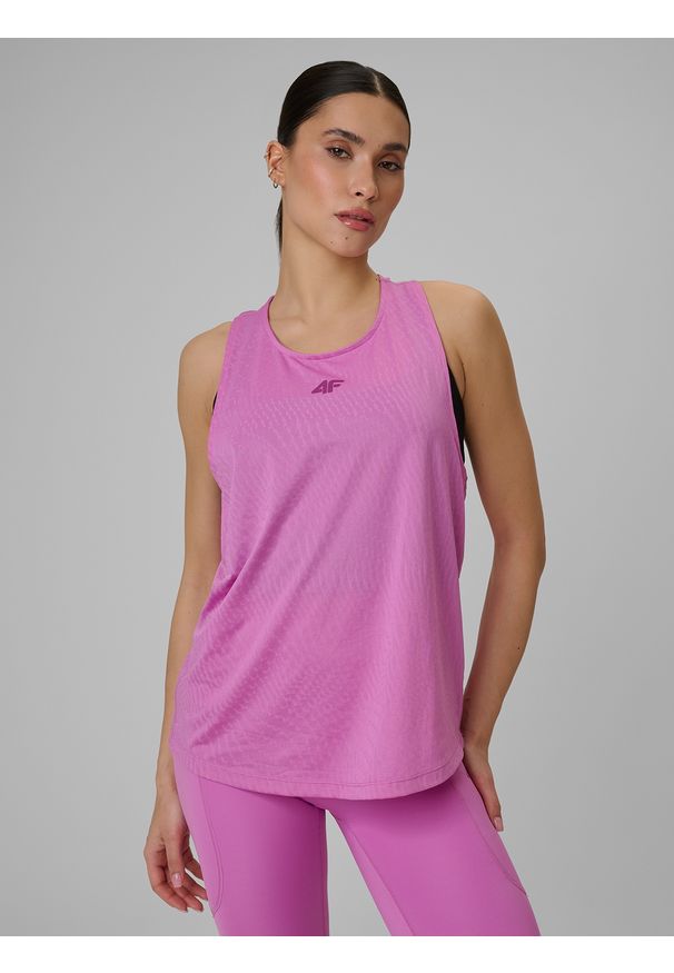 4f - 4F Top loose treningowy szybkoschnący damski - różowy S. Kolor: różowy. Materiał: tkanina. Sport: fitness, joga i pilates