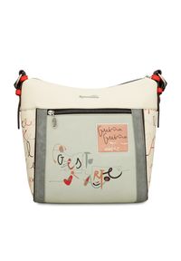 Szara Torebka Anekke Stylowa Listonoszka Damska. Kolor: szary. Wzór: haft, aplikacja, napisy. Dodatki: z haftem. Styl: elegancki. Rodzaj torebki: na ramię #7