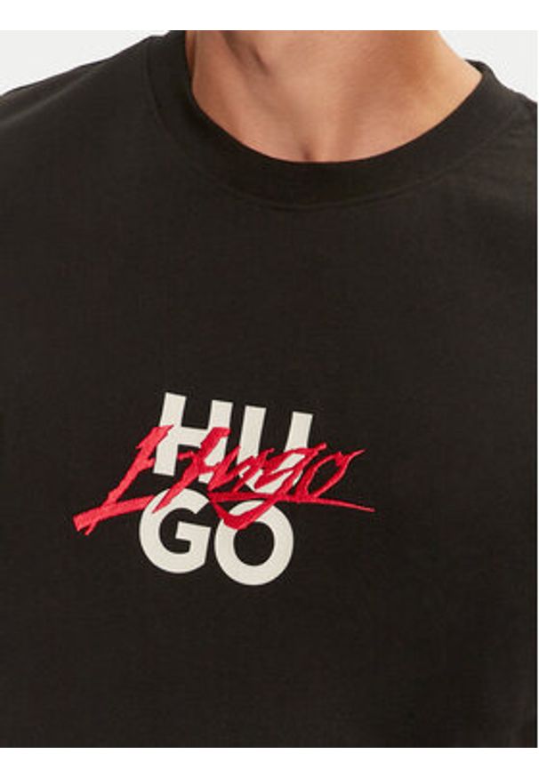 Hugo T-Shirt Dlongny 50521076 Czarny Relaxed Fit. Kolor: czarny. Materiał: bawełna