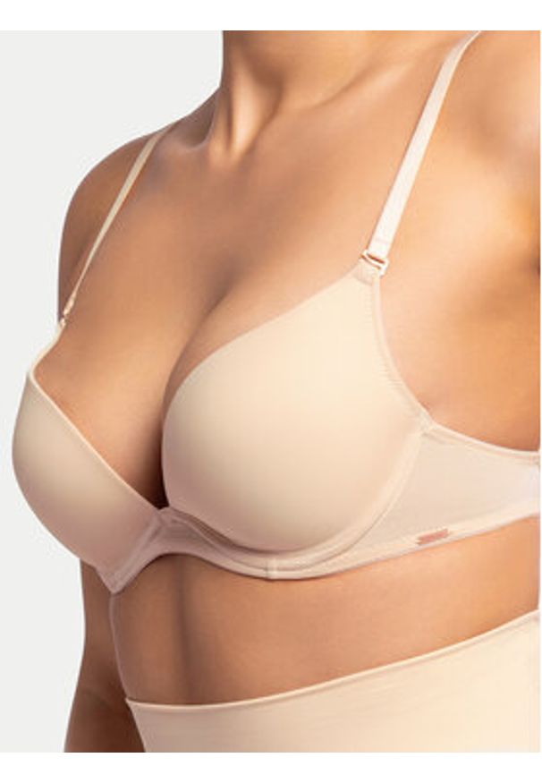 Dorina Biustonosz push-up Michelle FXPG0042MI121 Beżowy. Kolor: beżowy. Materiał: syntetyk. Rodzaj stanika: push-up