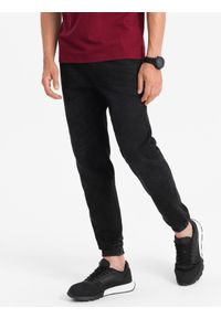 Ombre Clothing - Spodnie męskie jeansowe joggery - czarne OM-PADJ-0106 - XL. Kolor: czarny. Materiał: jeans