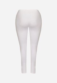 Born2be - Białe Bawełniane Legginsy z Gumką w Pasie Mevora. Okazja: na co dzień. Kolekcja: plus size. Kolor: biały. Materiał: bawełna. Styl: klasyczny, casual #6