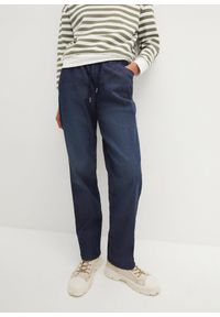 bonprix - Jeansy straight z gumką w talii, high waist (2 pary). Stan: podwyższony. Kolor: niebieski #1