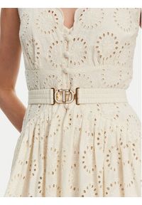 TwinSet - TWINSET Sukienka letnia 251TT2360 Écru Regular Fit. Materiał: bawełna. Sezon: lato