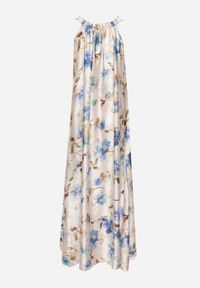 Born2be - Jasnoniebieska Satynowa Sukienka w Kwiaty Fenaresia. Okazja: na co dzień, na spacer. Kolor: niebieski. Materiał: satyna. Długość rękawa: na ramiączkach. Wzór: kwiaty. Sezon: lato. Typ sukienki: proste. Styl: casual, elegancki #7