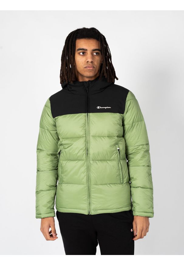 Champion Kurtka | 218080 | Mężczyzna | Czarny, Zielony. Okazja: na co dzień. Typ kołnierza: kaptur. Kolor: czarny, wielokolorowy, zielony. Materiał: poliamid. Wzór: nadruk. Styl: klasyczny, casual, elegancki