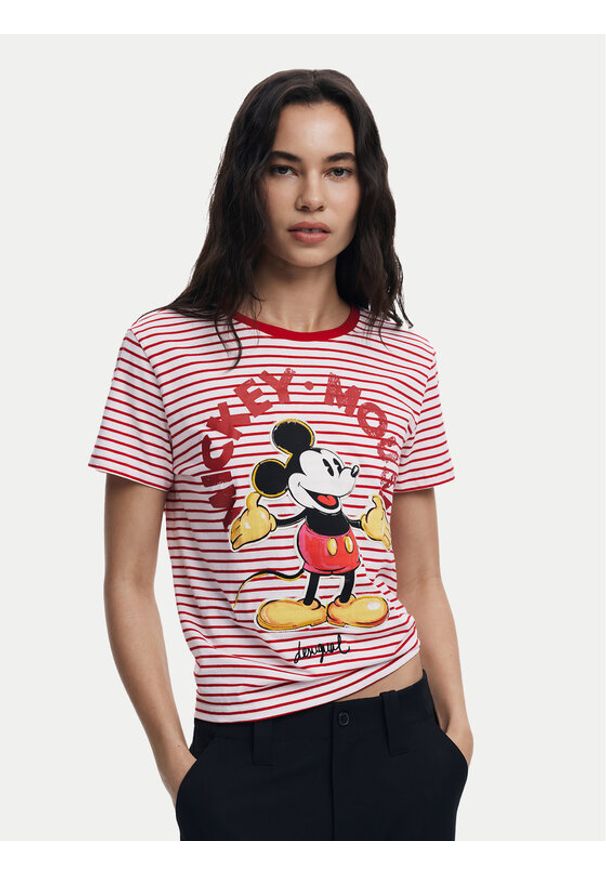 Desigual T-Shirt Mickey 25SWTKAI Czerwony Regular Fit. Kolor: czerwony. Materiał: bawełna
