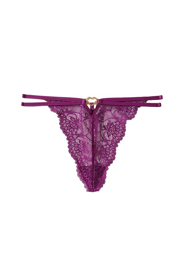 Intica - Stringi koronkowe z cienkim paseczkiem Brittni. Kolor: fioletowy. Materiał: koronka