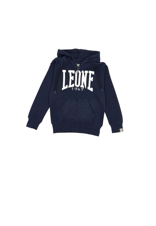 LEONE 1947 APPAREL - Dziecięca bluza z kapturem Basic Leone zapinana na zamek na całej długości. Typ kołnierza: kaptur. Kolor: niebieski. Sport: joga i pilates