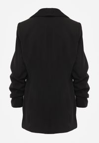 Renee - Czarna Elegancka Marynarka bez Zapięcia z Marszczonymi Rękawami Albuca. Okazja: do pracy. Kolor: czarny. Długość rękawa: na ramiączkach. Styl: elegancki #7
