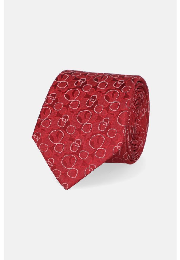 Lancerto - Krawat Czerwony Jedwabny Wzór Geometryczny. Kolor: czerwony. Materiał: jedwab. Wzór: geometria