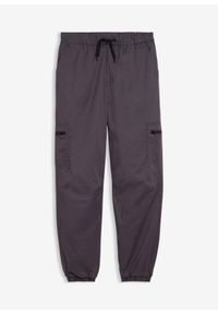bonprix - Ocieplane spodnie bojówki z dżersejową podszewką o kroju loose fit. Kolor: szary. Materiał: jersey #1