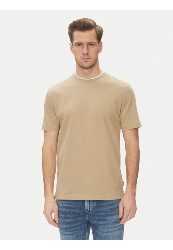 BOSS T-Shirt H-Thompson 59 50524998 Beżowy Regular Fit. Kolor: beżowy. Materiał: bawełna