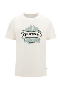 Guess T-Shirt Logo M3GI61 K9RM1 Écru Slim Fit. Materiał: bawełna
