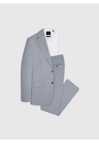 Pako Lorente - PAKO LORENTE - Gładki szary garnitur męski. Kolor: szary. Materiał: poliester, wełna. Wzór: gładki #4