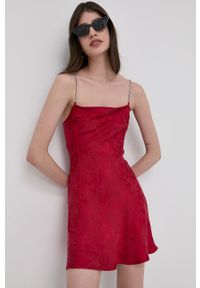 For Love & Lemons sukienka kolor czerwony mini rozkloszowana. Kolor: czerwony. Materiał: tkanina, materiał. Długość rękawa: na ramiączkach. Typ sukienki: rozkloszowane. Długość: mini #5