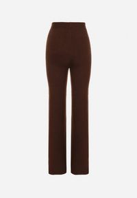 Born2be - Brązowe Ocieplane Spodnie Dzianinowe o Szerokim Kroju Miorea. Okazja: na spacer. Kolor: brązowy. Materiał: dzianina #6