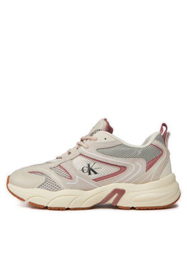 Calvin Klein Jeans Sneakersy Retro Tennis Su-Mesh Wn YW0YW00891 Beżowy. Kolor: beżowy. Materiał: skóra