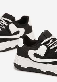 Born2be - Czarno-Białe Sneakersy Beliossa. Kolor: czarny. Materiał: skóra ekologiczna