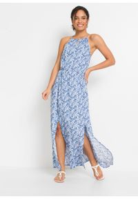 Długa sukienka z nadrukiem LENZING™ ECOVERO™ bonprix jasnoniebieski w kwiaty. Kolor: niebieski. Długość rękawa: na ramiączkach. Wzór: nadruk, kwiaty. Długość: maxi #3