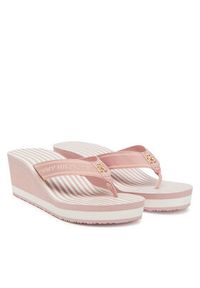 TOMMY HILFIGER - Tommy Hilfiger Japonki Th Stripes Wedge Beach Sandal FW0FW08521 Różowy. Kolor: różowy. Materiał: materiał #5