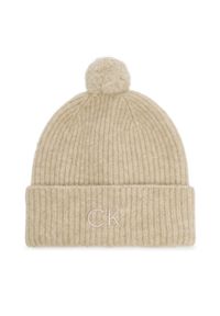 Calvin Klein Czapka Embroidery Airy K60K612586 Beżowy. Kolor: beżowy. Materiał: wełna #1