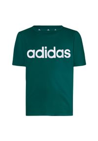 Adidas - Essentials Linear Logo Cotton Slim Fit Tee. Kolor: zielony, wielokolorowy, biały