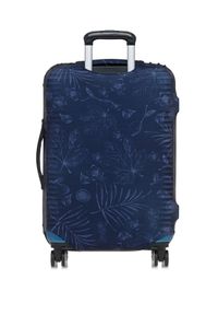 Ochnik - Pokrowiec w kwiaty na średnią walizkę. Kolor: niebieski. Materiał: materiał, poliester. Wzór: kwiaty #3