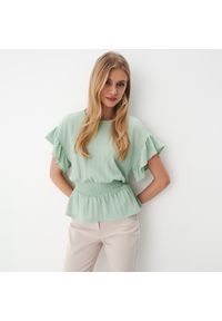 Mohito - Bluzka z falbanami - Zielony. Kolor: zielony #1
