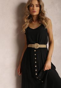 Renee - Czarna Sukienka Loraeshell. Kolor: czarny. Długość rękawa: na ramiączkach. Długość: maxi #4