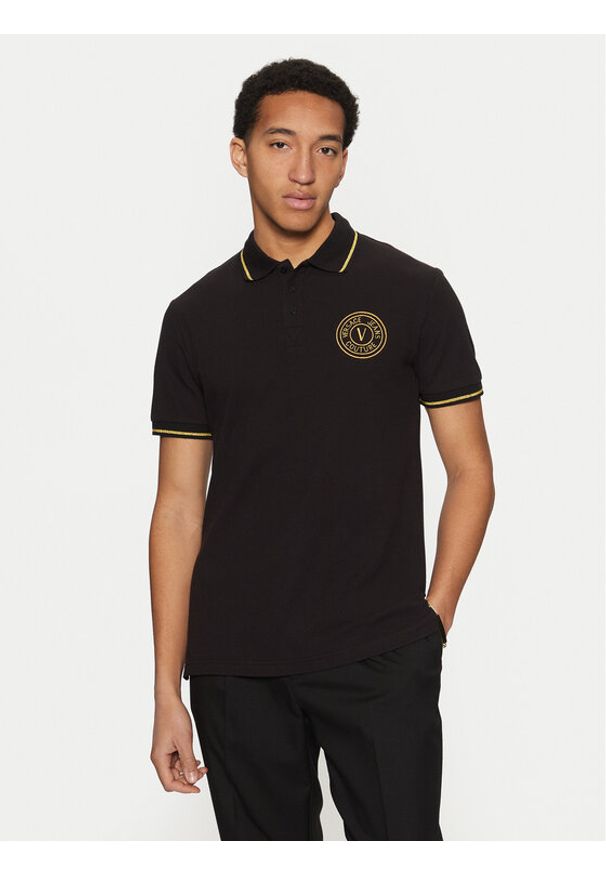 Versace Jeans Couture Polo 78GAGT00 Czarny Regular Fit. Typ kołnierza: polo. Kolor: czarny. Materiał: bawełna