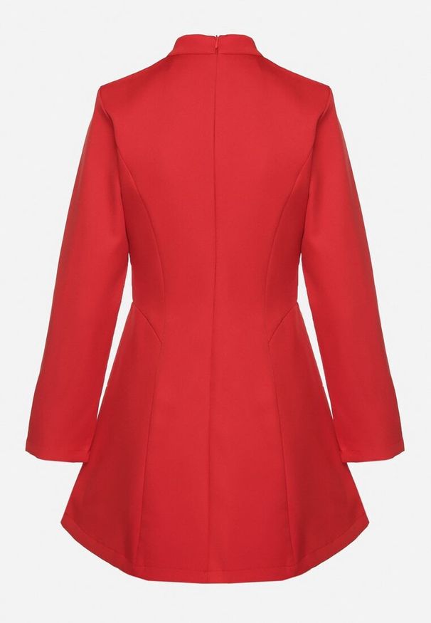 Born2be - Czerwona Taliowana Sukienka o Rozkloszowanym Dole Virvesa. Okazja: na co dzień. Kolor: czerwony. Styl: elegancki, casual