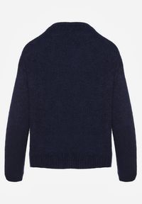 Renee - Granatowy Kardigan o Casualowym Kroju z Wełną i Moherem Lilothel. Okazja: na co dzień. Kolor: niebieski. Materiał: wełna, moher. Długość rękawa: długi rękaw. Długość: długie. Wzór: gładki. Styl: casual, elegancki, klasyczny #3