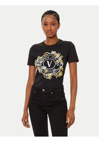 Versace Jeans Couture T-Shirt 78HAHC01 Czarny Regular Fit. Kolor: czarny. Materiał: bawełna