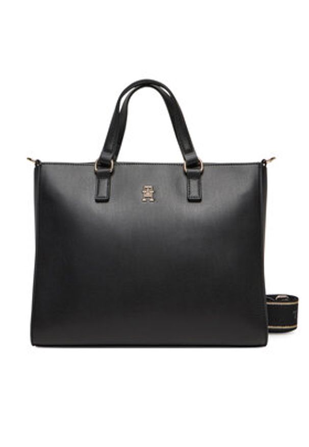 TOMMY HILFIGER - Tommy Hilfiger Torebka Th Joy Satchel AW0AW16814 Czarny. Kolor: czarny. Materiał: skórzane