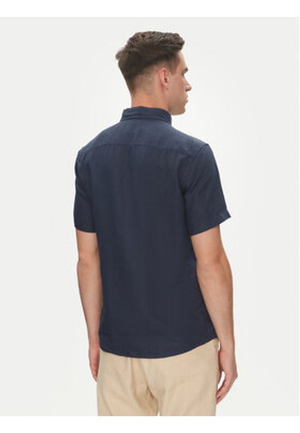 BOSS Koszula H-Roan 50539352 Granatowy Slim Fit. Kolor: niebieski. Materiał: len