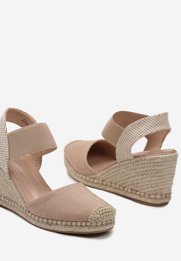 Renee - Beżowe Sandały Espadryle na Plecionym Koturnie Batulia. Kolor: beżowy. Sezon: lato. Obcas: na koturnie. Styl: elegancki