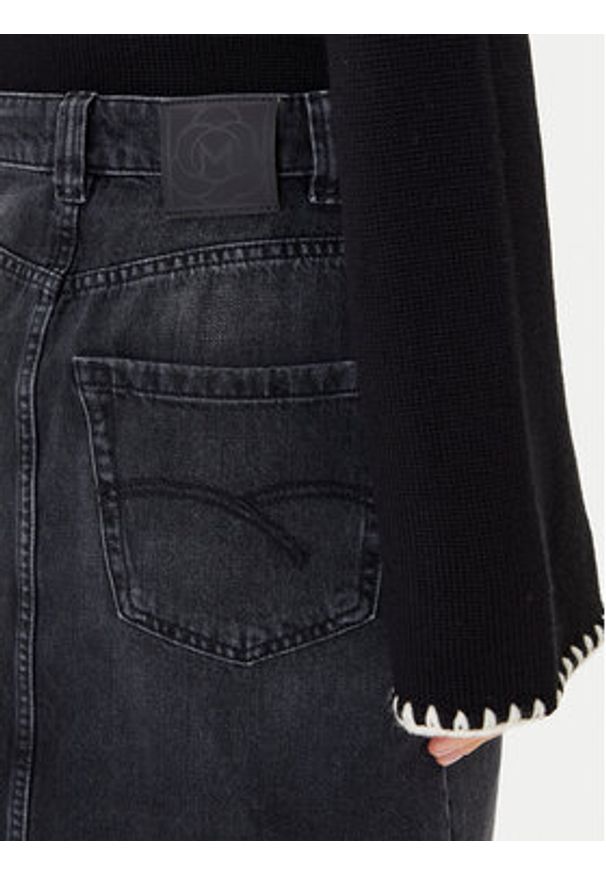Marella Spódnica jeansowa 2523106054200 Czarny Regular Fit. Kolor: czarny. Materiał: bawełna