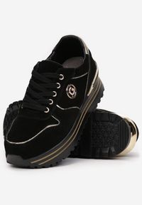 Born2be - Czarne Sneakersy na Grubej Podeszwie z Wkładką ze Skóry Naturalnej Boza. Nosek buta: okrągły. Zapięcie: sznurówki. Kolor: czarny. Materiał: skóra. Obcas: na obcasie. Wysokość obcasa: niski #5