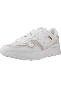 Guess - Kapcie GUESS LEL12 Biały. Kolor: biały. Materiał: tkanina, skóra. Styl: sportowy