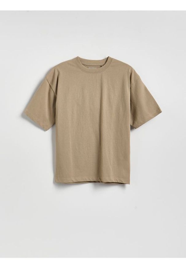 Reserved - Bawełniany t-shirt - zielony. Kolor: zielony. Materiał: bawełna