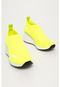 DKNY - Dkny - Buty. Nosek buta: okrągły. Kolor: żółty, zielony, wielokolorowy. Materiał: guma, syntetyk, skóra, materiał. Szerokość cholewki: normalna. Obcas: na koturnie. Wysokość obcasa: średni #4