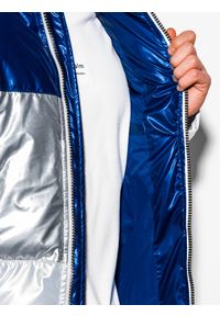 Ombre Clothing - Kurtka męska zimowa pikowana C459 - niebieska - XL. Kolor: niebieski. Materiał: poliester, nylon. Sezon: zima #5