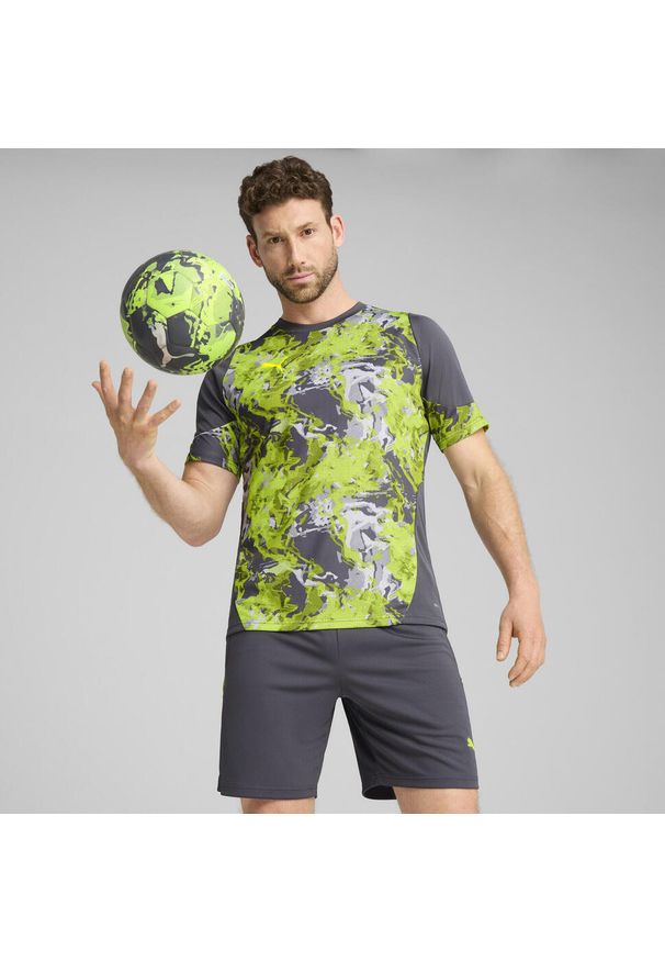 Puma - Męska koszulka piłkarska individualCUP PUMA Galactic Gray. Kolor: szary. Wzór: nadruk. Sport: piłka nożna