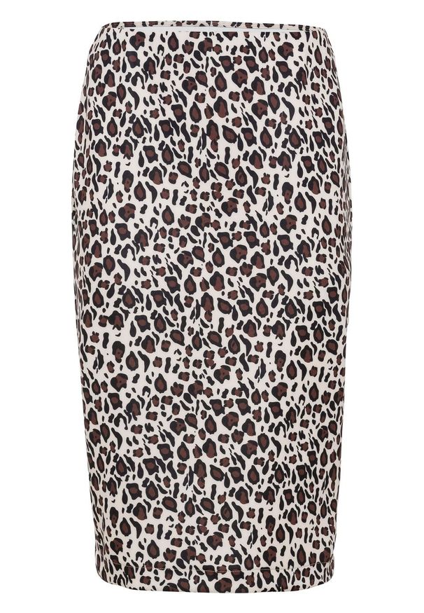 Spódnica ołówkowa bonprix w cętki leoparda. Kolor: beżowy. Styl: elegancki