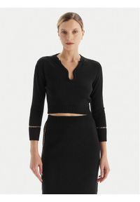 SIMONA CORSELLINI - Simona Corsellini Sweter A25CPMGE0601 Czarny Slim Fit. Kolor: czarny. Materiał: wiskoza