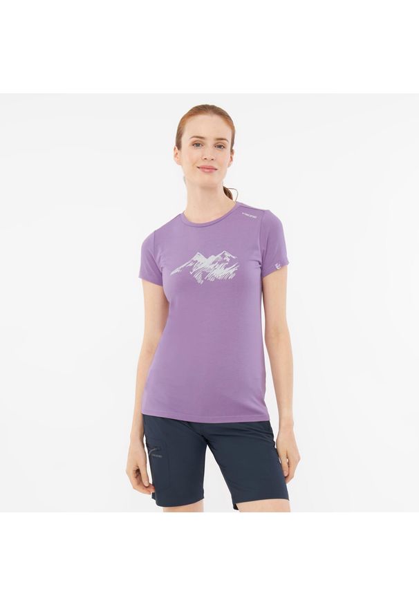 Koszulka turystyczna damska Viking Lenta Bamboo. Kolor: fioletowy