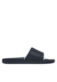 Calvin Klein Jeans Klapki Slide Rubber Neoprene Text YM0YM01234 Granatowy. Kolor: niebieski