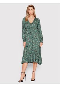 Vero Moda Sukienka codzienna Ico 10261053 Zielony Regular Fit. Okazja: na co dzień. Kolor: zielony. Materiał: wiskoza. Typ sukienki: proste. Styl: casual #1